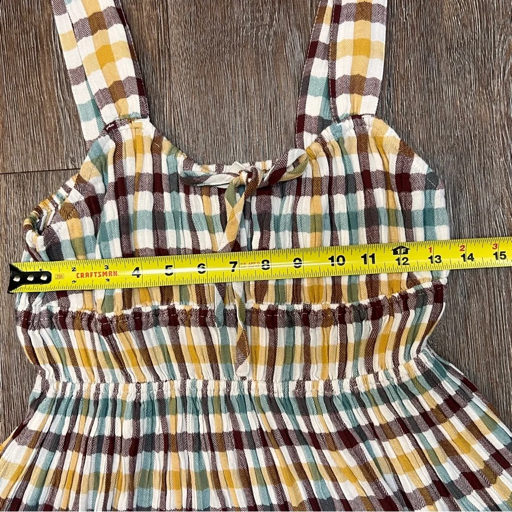 Roxy Paradise Breeze Plaid Babydoll Dress - Multi Plaid - Tiered Ruffle Mini - Picture 3 of 9
